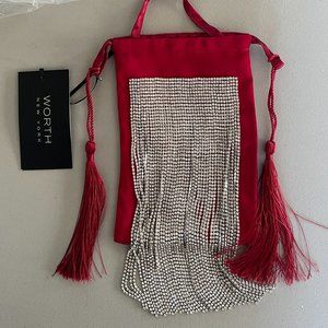 Worth New York Evening Bag with Long Rhinestone Fringe